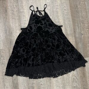 Free People Goth Boho Black Witchy Whimsigoth Sexy Halter Sz XS